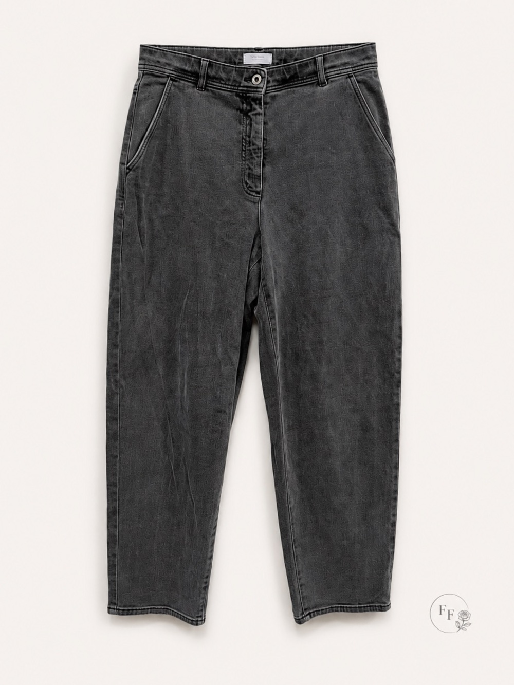Aritzia Little Moon Discovery Pants Gray High Rise Carrot Leg Cropped Size 10